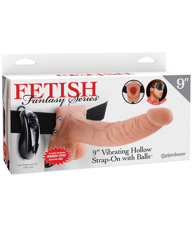 Fetish Fantasy Series 9 Inch Vibrating Hollow Strap On W-balls - Flesh