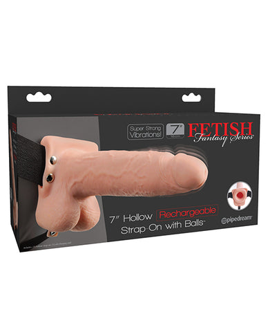 Fetish Fantasy Series 7 Inch Hollow Rechargeable Strap On W-balls - Flesh