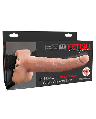 Fetish Fantasy Series 9 Inch Hollow Rechargeable Strap On W-balls - Flesh