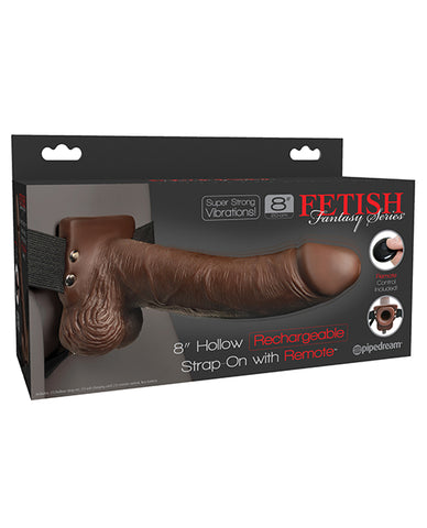 Fetish Fantasy Series 8 Inch Hollow Rechargeable Strap On W-remote - Brown