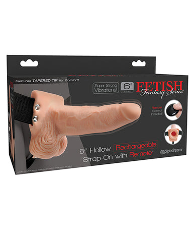 Fetish Fantasy Series 6 Inch Hollow Rechargeable Strap On W-remote - Flesh