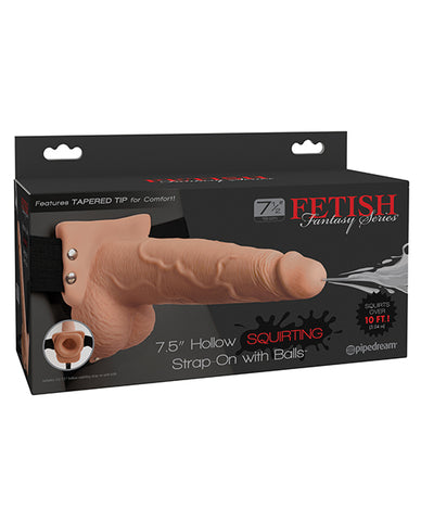 Fetish Fantasy Series 7.5 Inch Hollow Squirting Strap On W-balls - Flesh