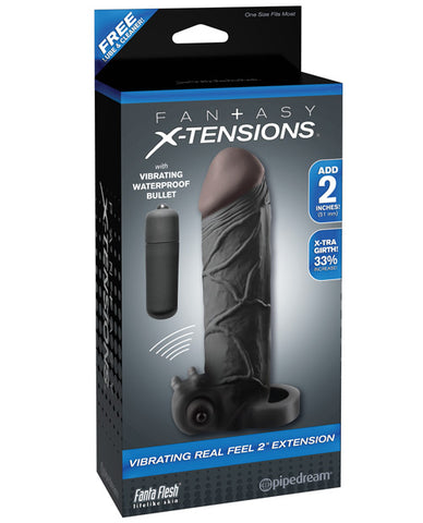 Fantasy X-tensions Vibrating Real Feel 2 Inch Extension W-ball Strap - Black