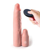 Fantasy X-tensions Elite 9 Inch Sleeve Vibrating 3 Inch Plug W-remote - Light