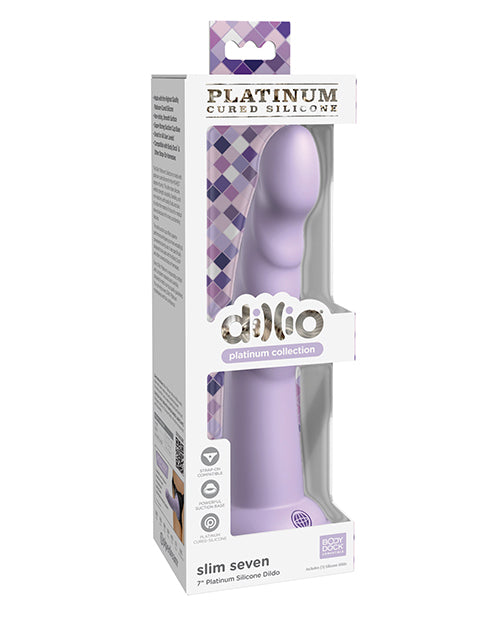 Dillio Platinum 7 Inch Slim Seven Silicone Dildo - Purple