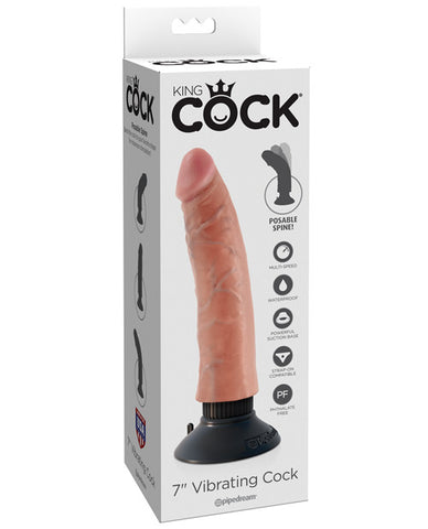 King Cock 7 Inch Vibrating Cock - Flesh