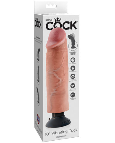 King Cock 10 Inch Vibrating Cock - Flesh