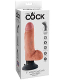 King Cock 7 Inch Vibrating Cock W-balls - Flesh