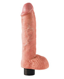 King Cock 10 Inch Vibrating Cock W-balls - Flesh