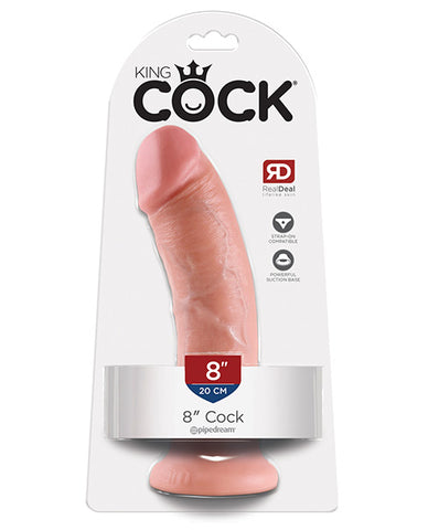 King Cock Realistic Suction Cup 8 Inch Dong - Flesh