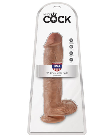 King Cock 11 Inch Cock W-balls - Tan