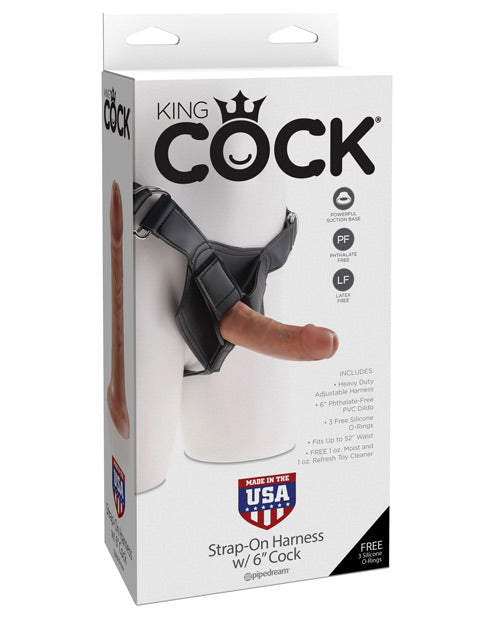 King Cock Strap-on Harness W-6 Inch Cock - Tan