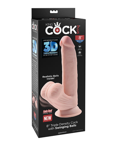 King Cock Plus 8 Inch Triple Density Cock W-swinging Balls - Ivory