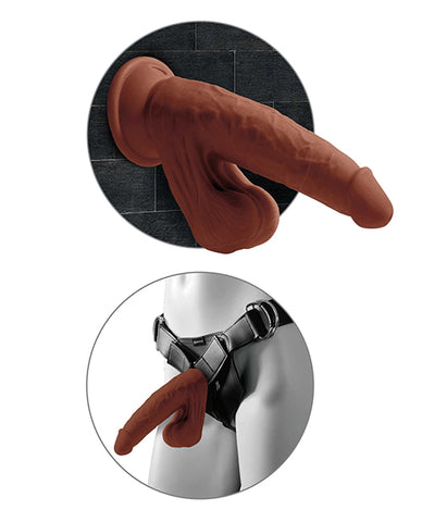 King Cock Plus 8 Inch Triple Density Cock W-swinging Balls - Brown