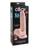 King Cock Plus 9 Inch Triple Density Cock W-swinging Balls - Ivory