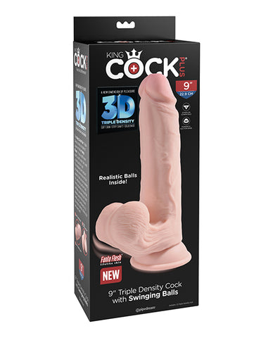 King Cock Plus 9 Inch Triple Density Cock W-swinging Balls - Ivory