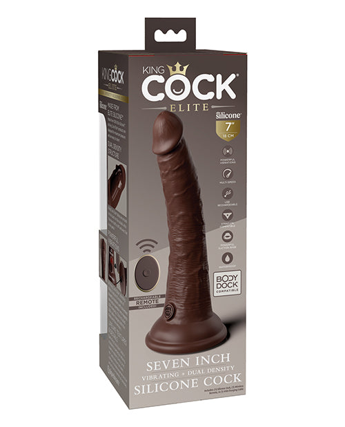 King Cock Elite 7 Inch Dual Density Vibrating Silicone Cock W-remote - Brown