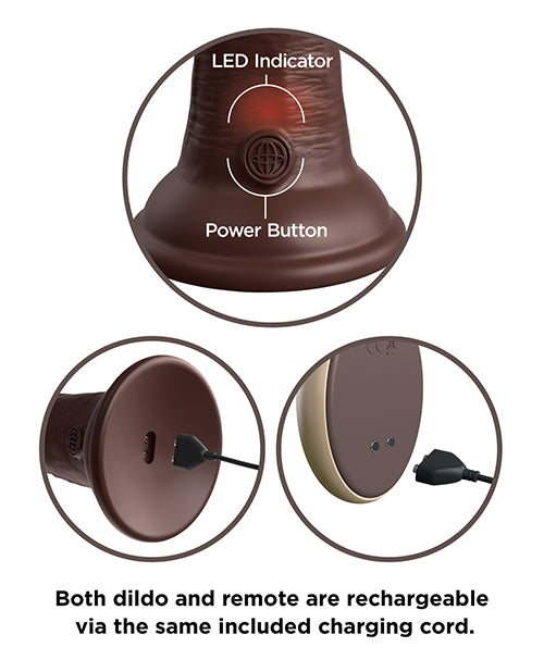 King Cock Elite 7 Inch Dual Density Vibrating Silicone Cock W-remote - Brown