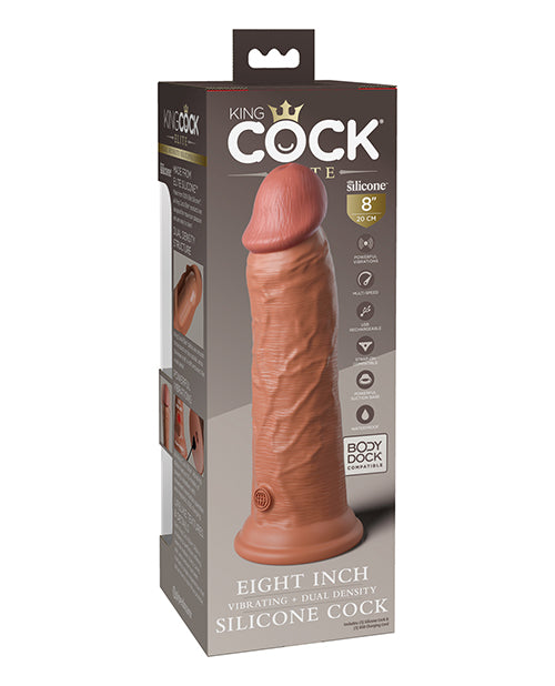 King Cock Elite 8 Inch Dual Density Vibrating Silicone Cock - Tan