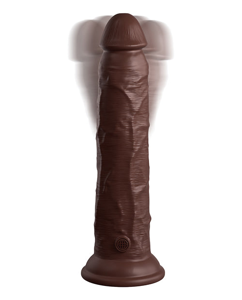 King Cock Elite 9 Inch Dual Density Vibrating Silicone Cock W-remote - Brown