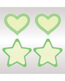 Peekaboos Glow In The Dark Hearts & Stars - Green 2 Pairs