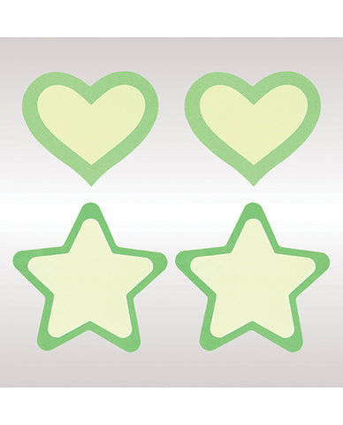 Peekaboos Glow In The Dark Hearts & Stars - Green 2 Pairs