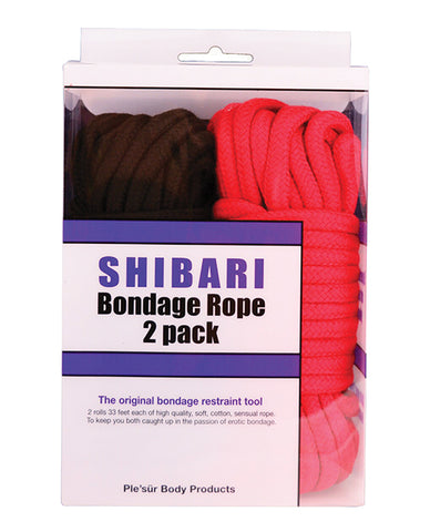 Plesur Cotton Shibari Bondage Rope 2 Pack - Black-red