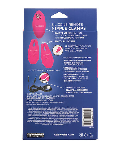 Silicone Nipple Clamps W-remote - Pink