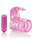 Basic Essentials Stretchy Vibrating Bunny Enhancer - Pink