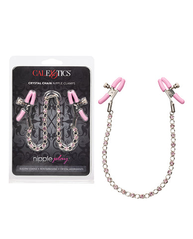 Nipple Play Crystal Chain Nipple Clamps - Pink