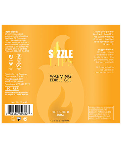 Sizzle Lips Warming Gel - 4.2 Oz Bottle Butter Rum