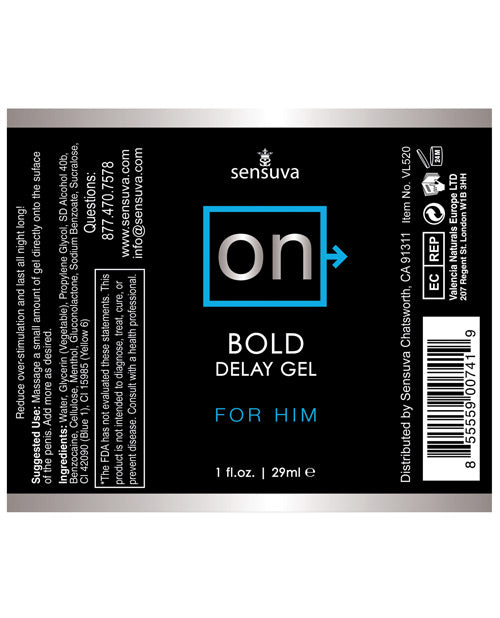 On For Him Bold Delay Gel - 1 Oz