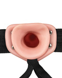 Shots Realrock 8 Inch Vibrating Hollow Strap On W/o Balls - Flesh