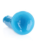 Shots Realrock 10 Inch Slim Dildo Glow In The Dark - Neon Blue