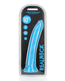 Shots Realrock 10 Inch Slim Dildo Glow In The Dark - Neon Blue