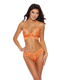 Lace Halter Bralette & Thong - Orange XXL