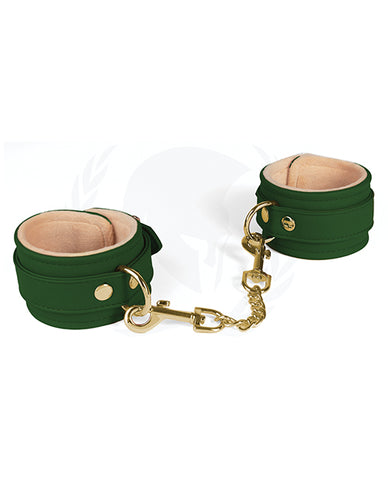 Spartacus Pu Ankle Cuffs W-plush Lining - Green