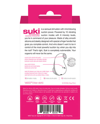 Vedo Suki Rechargeable Vibrating Sucker - Foxy Pink