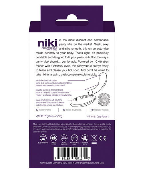 Vedo Niki Rechargeable Panty Vibe - Deep Purple
