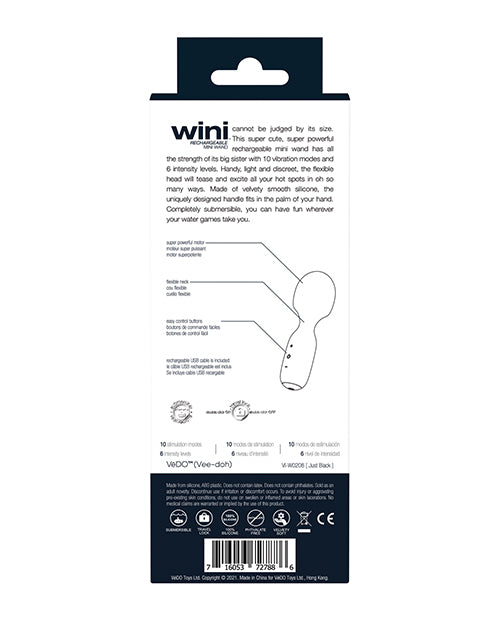 Vedo Wini Rechargeable Mini Wand - Just Black