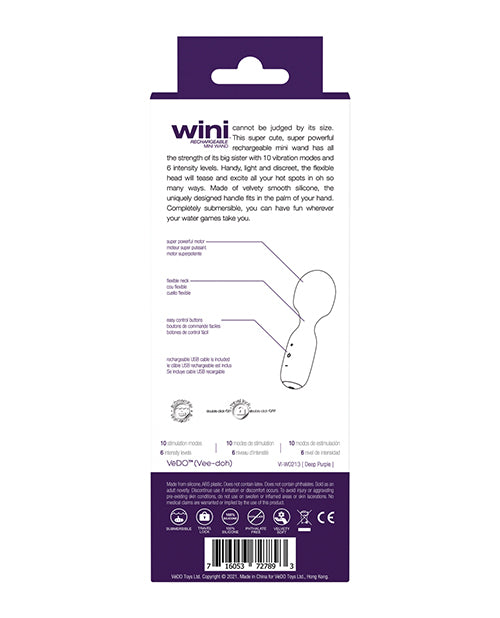Vedo Wini Rechargeable Mini Wand - Deep Purple