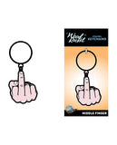 Wood Rocket Middle Finger Keychain - Pink