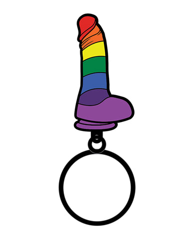 Wood Rocket Sex Toy Pride Dildo Keychain - Rainbow