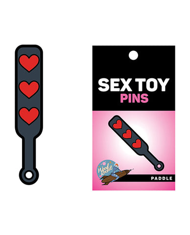 Wood Rocket Sex Toy Hearts Paddle Pin - Black-red