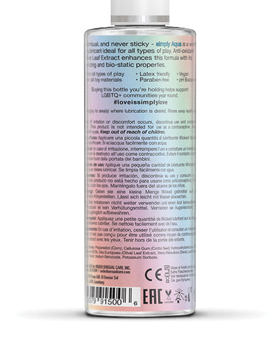 Wicked Sensual Care Simply Aqua Special Edition Water Based Lubricant - 4 Oz