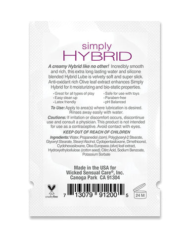 Wicked Sensual Care Simply Hybrid Lubricant - .1 Oz.