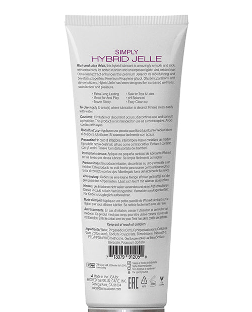 Wicked Sensual Care Simply Hybrid Jelle Lubricant - 4 Oz