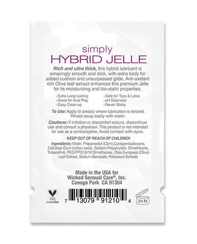 Wicked Sensual Care Simply Hybrid Jelle Lubricant - .1 Oz