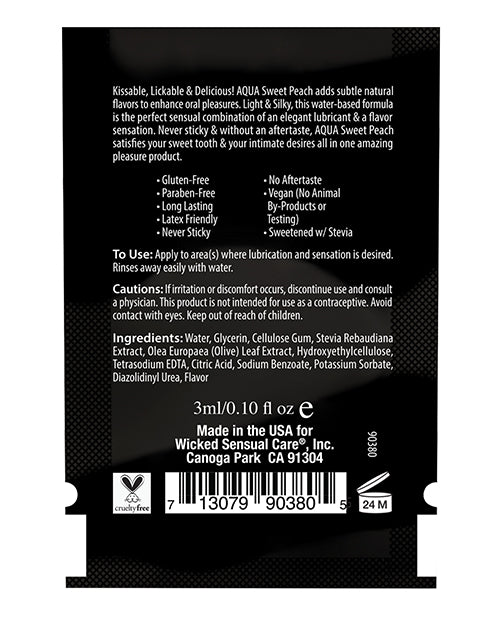 Wicked Sensual Care Water Based Lubricant - .1 Oz Sweet Peach