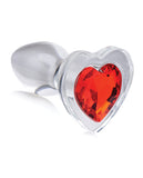 Booty Sparks Red Heart Gem Glass Anal Plug - Small